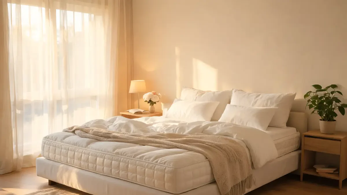 Premium mattress in a warmly lit bedroom for arthritis relief